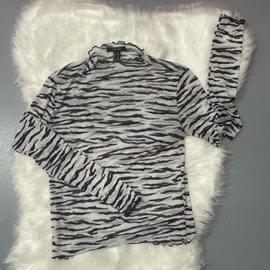 Sz Md Zebra Print Sheer Mesh Top